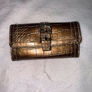 Metallic Crocodile Embossed Wallet